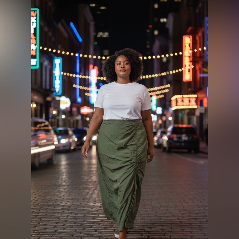 **Brand New **PrettyLittleThing Asymmetrical Olive Skirt